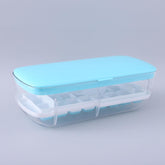 Kuber Industries Pack of 4 Ice Cube Tray with Lid | Ice Cube Storage Box with Ice Scoop | 24 Ice Cube Molds for Freezing | One-Press Demolding | BPA Free | Blue